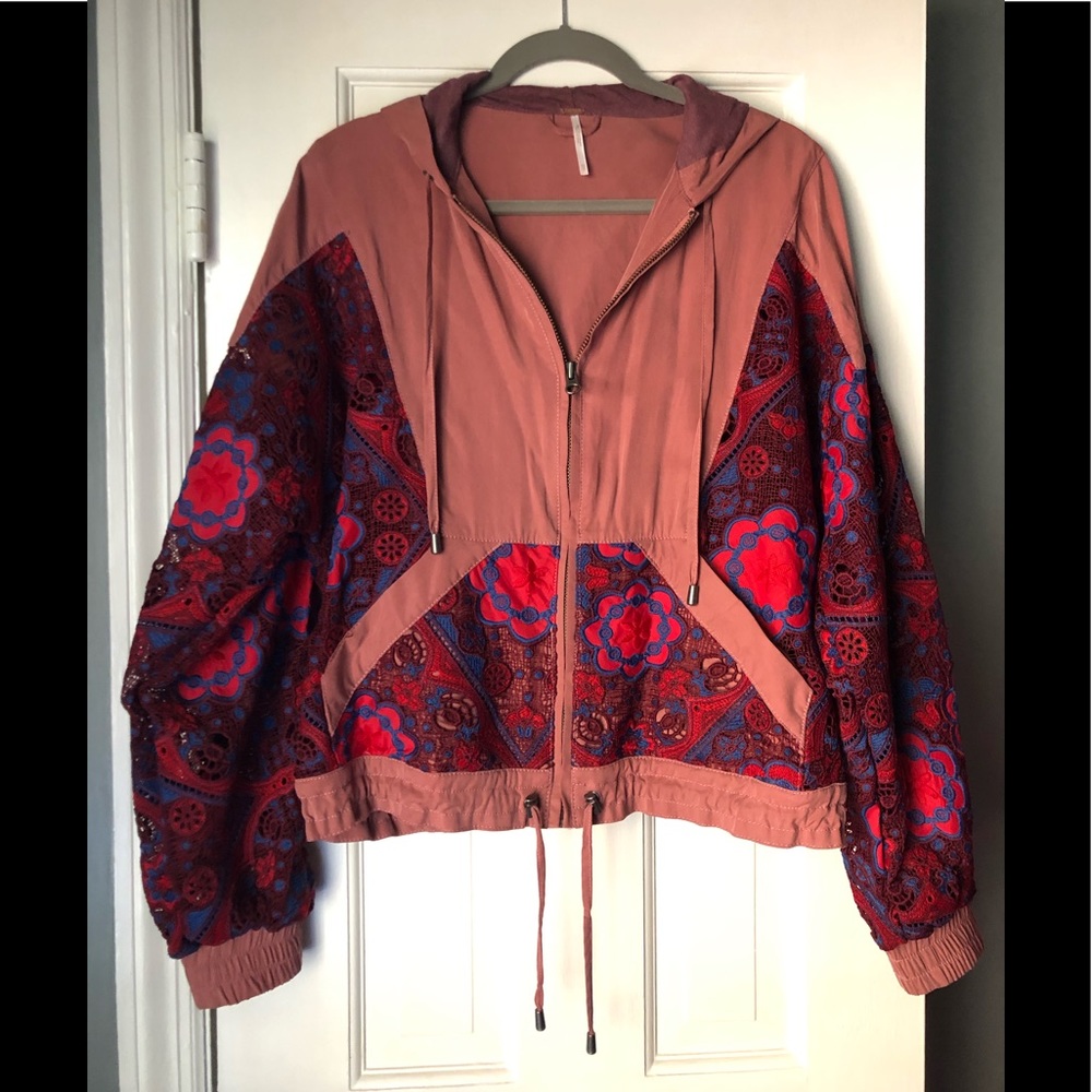 Free People Jacket with embroidery and lace; Size XS; small smudge on back